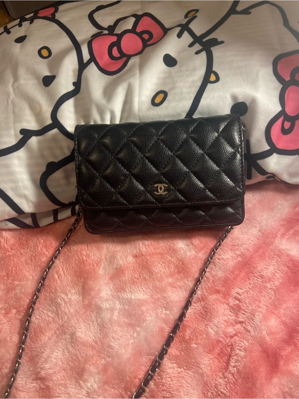 Black Quilted Double C Crossbody Bag